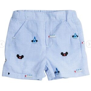 Smockingbird Embroidered Shorts in Park Fun print, size 2T